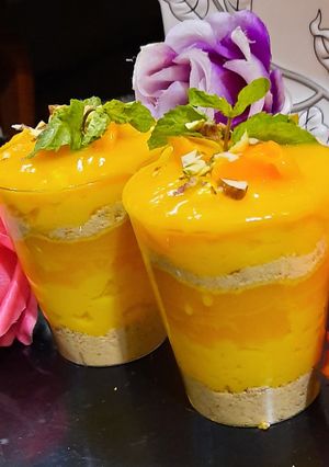 A picture of Mango custard pudding 🥭🥭.