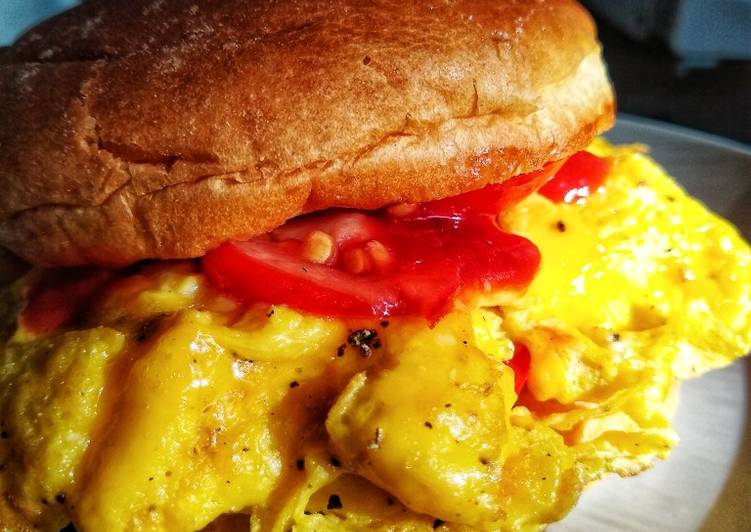 Recipe of Perfect Folded Egg, Tomato & Cheese Breakfast Bap