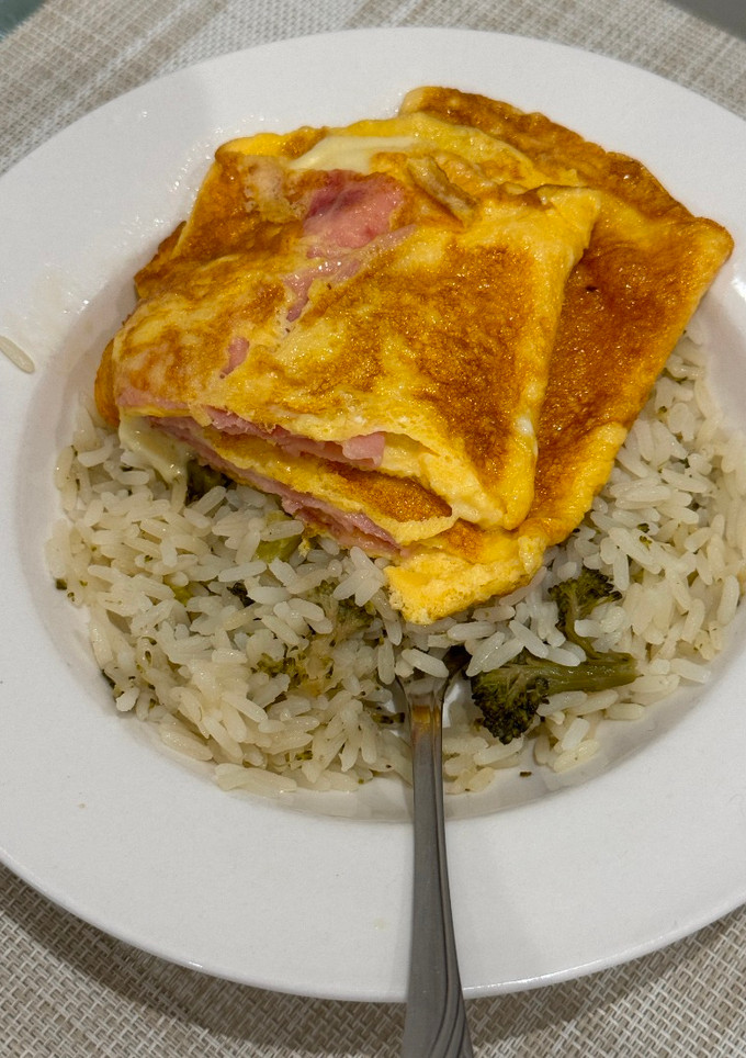 Foto de Arroz de brócolos com omelete