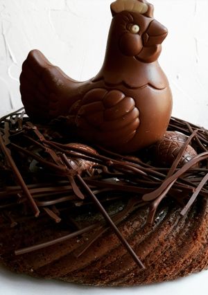 A picture of Salted Caramel Mousse Cake for Easter.