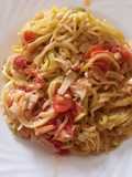 Espaguetis de calabacín con gambas