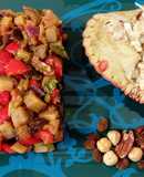 Caponata siciliana con frutos secos y buey de mar relleno