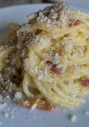 O poză a rețetei Paste carbonara.
