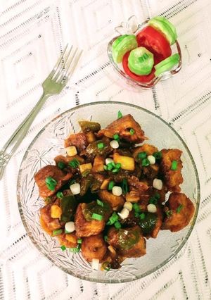 A picture of Mushroom Manchurian.