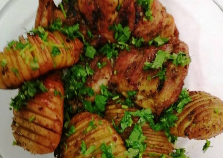 دجاج مشوي بالأعشاب مع البطاطس
