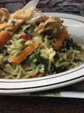 Noodles veggies with Stockfish flakes