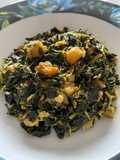 Spinach with small prawn