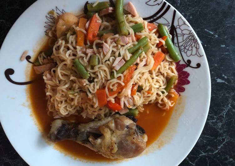 Recipe of Quick Noodle and Vegetable chicken sauce