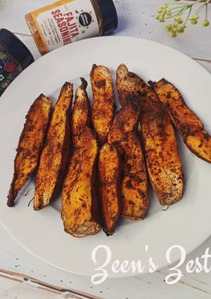A picture of Oven Roasted Sweet Potatoes with Cajun and Fajita Seasonings.