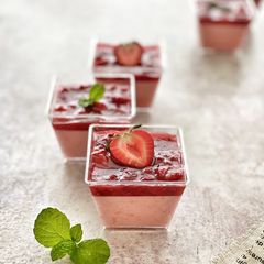 A picture of Strawberry Compote Pudding.