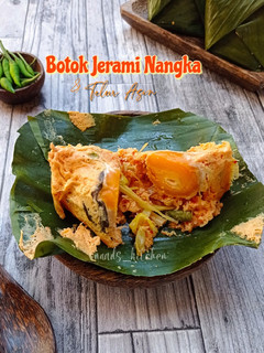 Foto resep Botok Jerami Nangka & Telur Asin