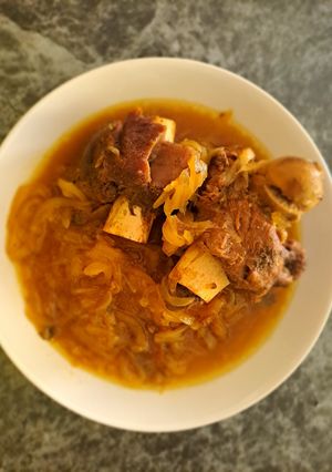 عکسی از دستور چلوگوشت زعفرانی با زودپز