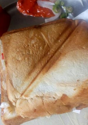 A picture of Cheese onion sandwich.