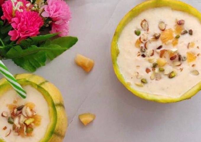 Simple Way to Make Quick Musk melon 🍈 ice cream shake with nuts