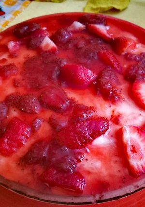 Una foto de Cheesecake de fresa sin horno