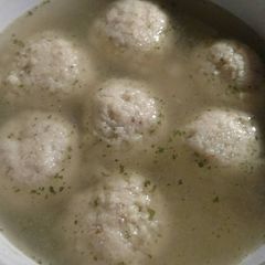A picture of Crock-Pot Matzo Ball Soup (from a box).