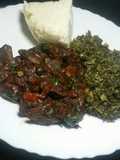 Liver, Creamed Collard Greens (Skuma wiki) Served with Ugali