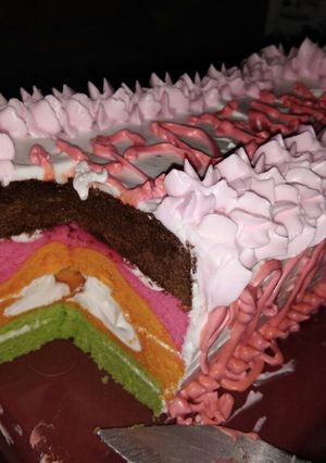 Foto resep Bolu pelangi dadakan😆