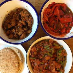 Lamb Slovaki, Mediterranean Beans and Chargrilled red peppers 🇨🇾🇬🇷 A picture of Lamb Slovaki, Mediterranean Beans and Chargrilled red peppers 🇨🇾🇬🇷.