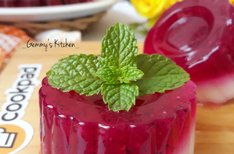 Cara Membuat Puding Buah Naga Lapis Susu Irit Anti Gagal