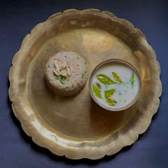 A picture of Peanut Kadhi & Barnyard Millet or Sama Chawal Pulao - Vrat or Fasting for Lunch.