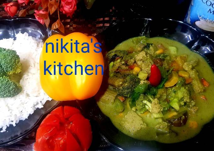 Veg Thai Green Curry 🥗🌶️🧄 Recipe