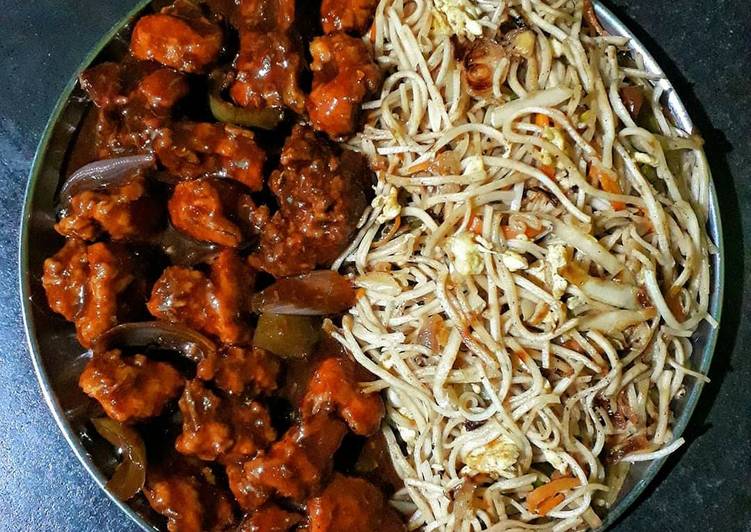 EGG CHOWMEIN &amp; TANDOORI CHILLI CHICKEN