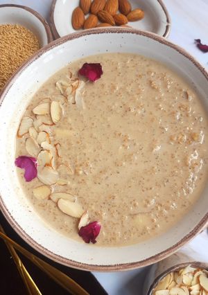 A picture of Foxtail millet jaggery pudding.