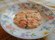 Una foto di risotto peperone