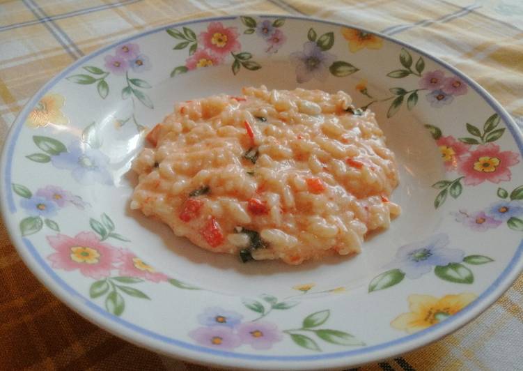 Risotto peperoni, ricotta e basilico🌿