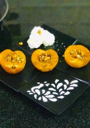 A picture of Baked Pear & Walnut Dessert.