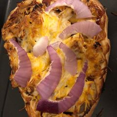 A picture of Chicken BBQ Naan Pizza.