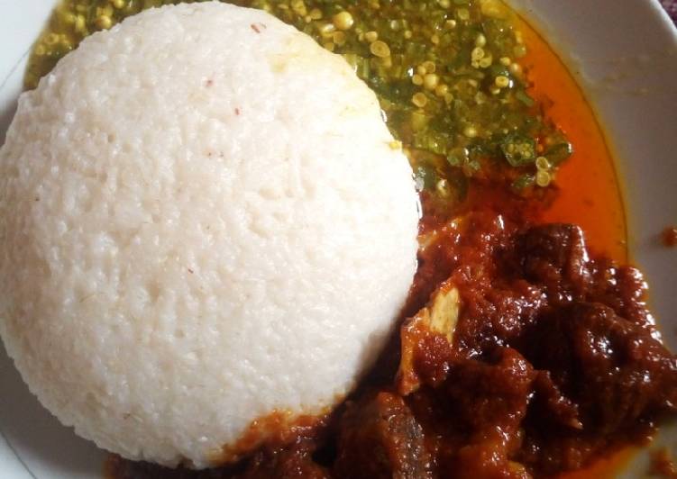 Dinner Ideas for Every Craving Tuwon Shinkafa and stew with okoro soup