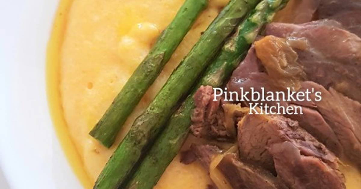 Creamy Polenta with slowcooked Lamb Shanks Recipe by Pinkblanket's