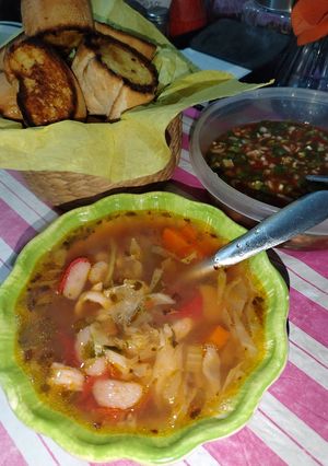 A picture of Seafood Soup (Sopa Marinera).