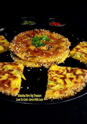 A picture of Lauki Handvo - Gujarati Handvo - Bottlegourd Pan Cake.