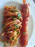 Linguine integrali con sugo di cannocchie (o cicale)