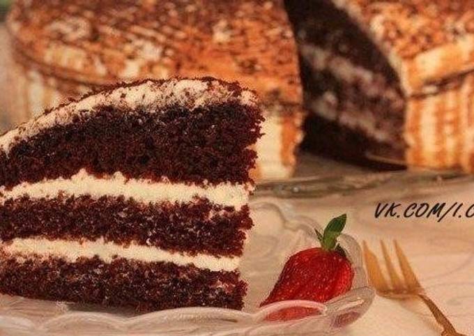 Торт «Шоколад на кипятке» - пошаговый рецепт с фото