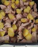 Secreto de cerdo con zumo de naranja