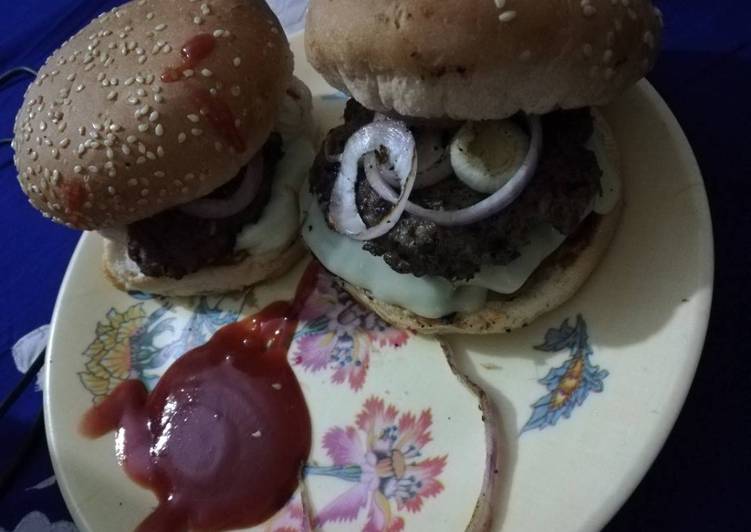 Recipe of Speedy Chapli cheese kebab burger