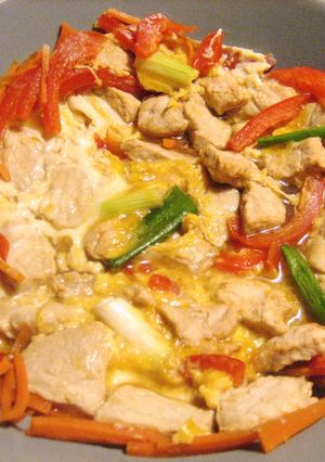 德國香菇雞: 柳川風豬肉甜椒滑蛋 的食譜成品照片
