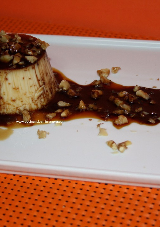 Una foto de Flanes con leche de soja y chocolate blanco