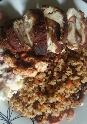 Una foto de Rollo de pollo con jamón y queso