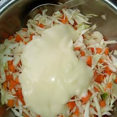 A picture of Coleslaw with mayonise.