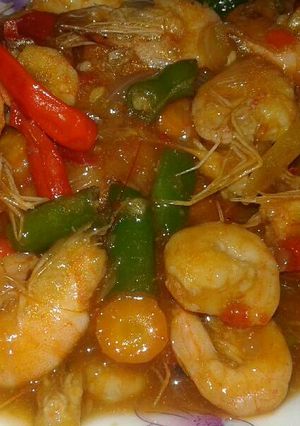 Foto resep Udang Saus tiram pedas+ Sayuran