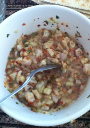 Una foto de Ceviche de camarón con chile piquín