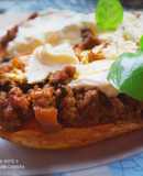 Sweet Potato Boats with Cream Cheese Sauce with Mint and Lime