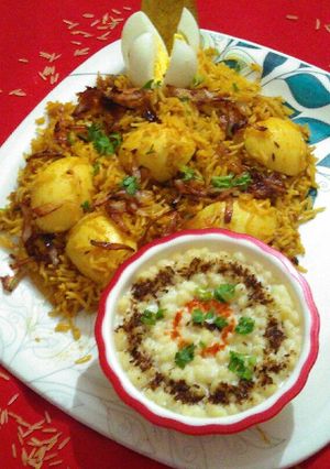 A picture of Egg biryani.