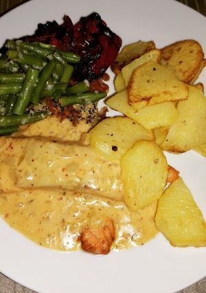 Mustáros, chillis lazac recept fotója