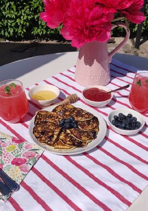 A picture of Keto Yoghurt and Blueberries Pancakes.